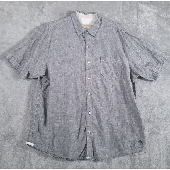 Tommy Bahama Other - Tommy Bahama Shirt Mens XL Gray Linen Button Up‎ Short Sleeve Camp Marlin Grey